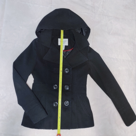 American Rag Cie Short Black Peacoat Trench Coat XS - Picture 3 of 7